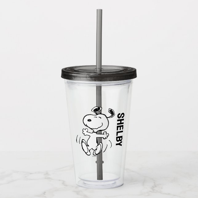 Vaso Acrílico Cacahuetes | Un baile feliz Snoopy (Anverso)