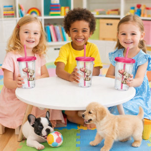 Vaso Acrílico Cachorro con globos en forma de corazón