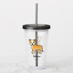 Vaso Acrílico Cachorro de dibujos animados Staffie beige y blanc