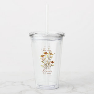 Vaso Acrílico Cada flor florece en su propio tiempo -floral rúst