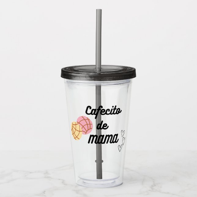 Vaso Acrílico Cafecito y conchas de Mama  (Anverso)