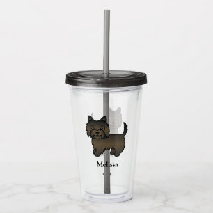 Vaso Acrílico Cairn Terrier Brindle Oscuro Perro de Dibujos Anim