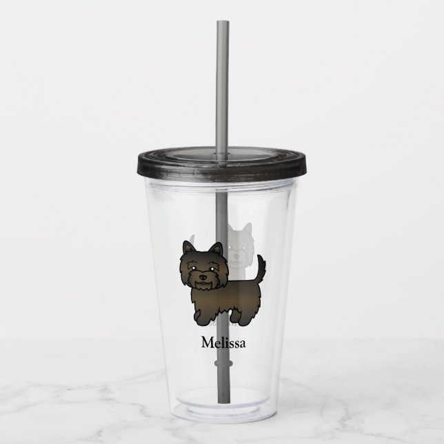 Vaso Acrílico Cairn Terrier Brindle Oscuro Perro de Dibujos Anim (Anverso)