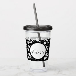 Vaso Acrílico Calabaza de cráneo esqueleto con guión monograma A