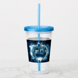 Vaso Acrílico calabaza de Halloween bajo la lluvia