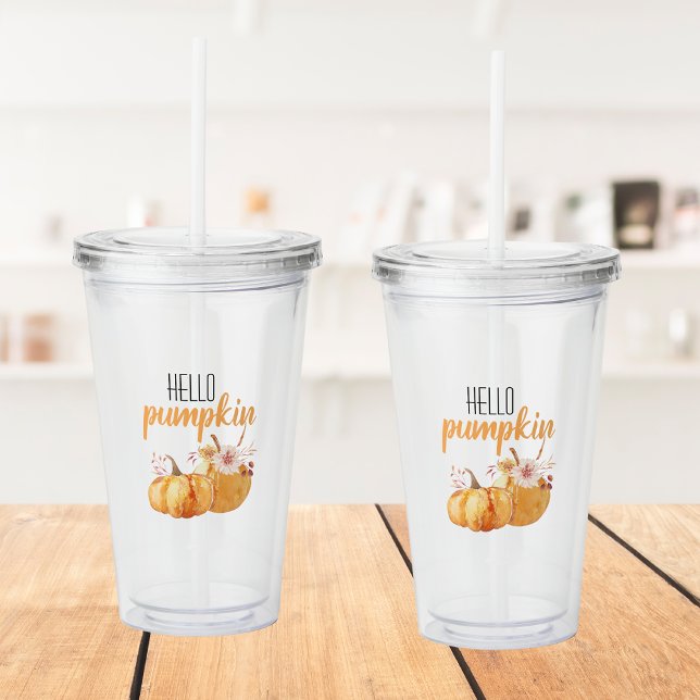 Vaso Acrílico Calabaza moderna Naranja de calabaza con flores (Subido por el creador)