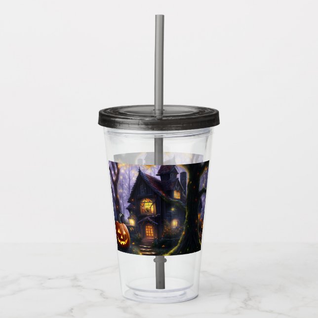 Vaso Acrílico calabaza/otoño/Halloween (Anverso)