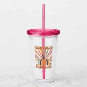 Vaso Acrílico Calabazas frescas de la granja retro
