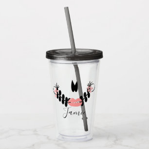 Vaso Acrílico Calavera de azúcar de Halloween con monograma de m