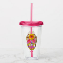 Vaso Acrílico Calavera de flores 4-Tropical