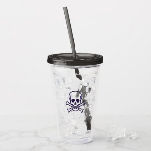 Vaso Acrílico Calavera n Huesos humo tumbler acrílico
