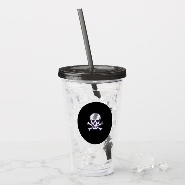 Vaso Acrílico Calavera n Huevos humo negro tumbler acrílico (Anverso (hielo))