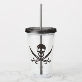 Vaso Acrílico Calavera obsidiana espada Bandera pirata de Calico