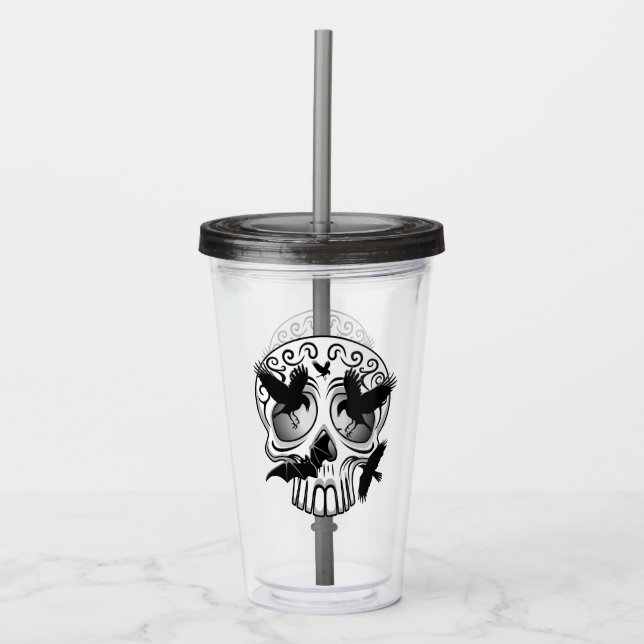 Vaso Acrílico Calaveras decorativas de Halloween (Anverso)