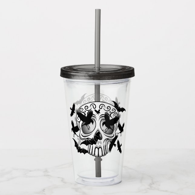 Vaso Acrílico Calaveras decorativas de Halloween (Anverso)