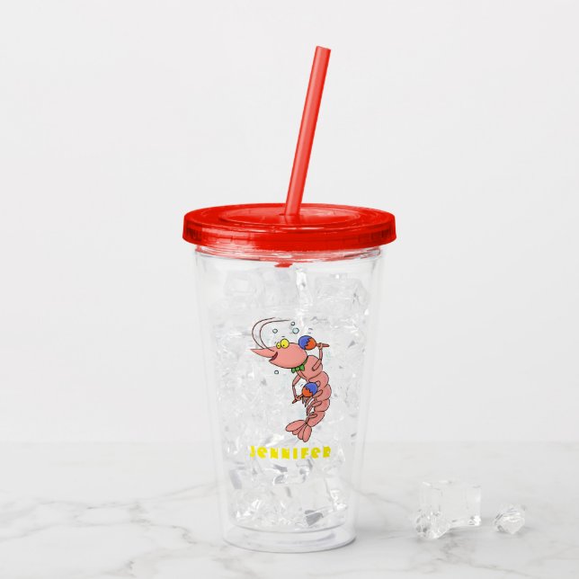 Vaso Acrílico Camarón alegre, personalizado de la gamba (Reverso (hielo))