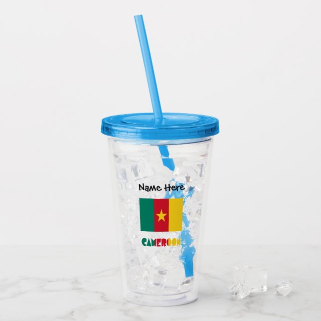 Vaso Acrílico Camerún y la bandera camerunesa personalizada (Anverso (hielo))