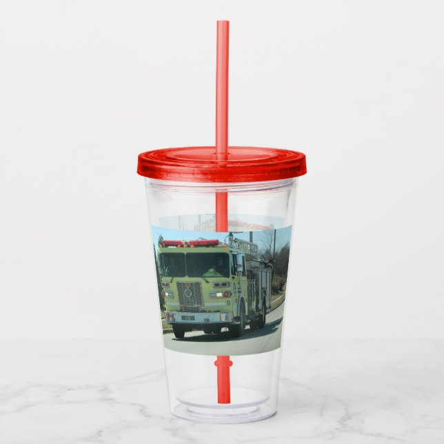 Vaso Acrílico Camión de bomberos (Anverso)