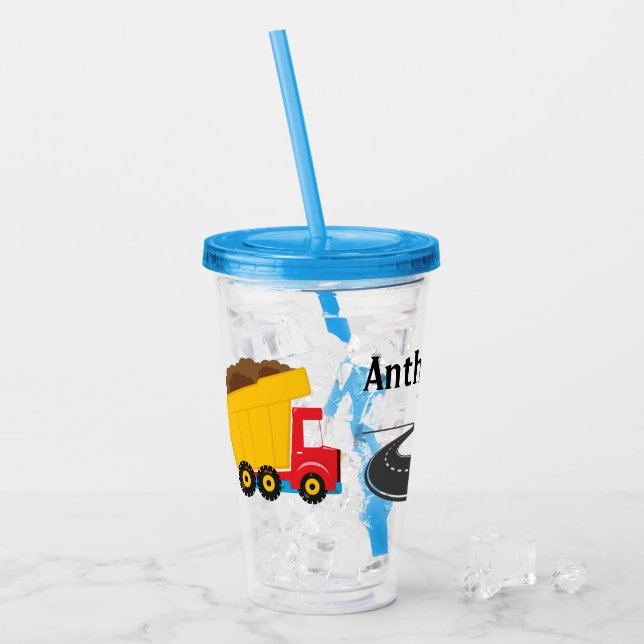 Vaso Acrílico Camión de construcción Personalizar infantil Tumbl (Anverso (hielo))