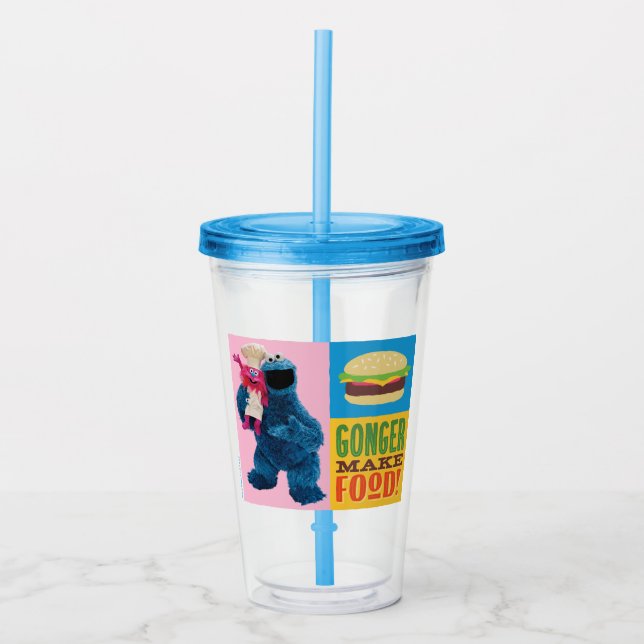 Vaso Acrílico Camión de foodie de Cookie Monster | Gonger Make F (Anverso)