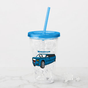 Vaso Acrílico Camión de personalizado limusina azul muy feliz
