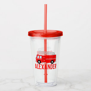 Vaso Acrílico Camión Rojo Cortado