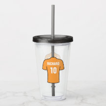 Camiseta de fútbol o fútbol en naranja. Seguidor f