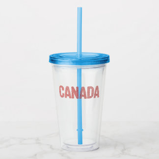 Vaso Acrílico Camiseta Gráfica de Huella Dactilar de Canadá