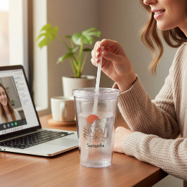 Vaso Acrílico Campamento de montaña con nombre Tumbler acrílico