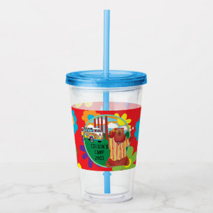 Vaso Acrílico Campamento Groovy Bear Bus Niños Tumbler