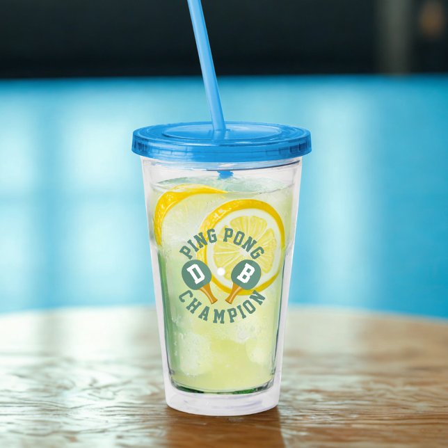 Vaso Acrílico Campeón de Ping Pong Tumbler acrílico personalizad (For the Ping Pong Champion in your life. Just add their initials on the paddles and name on the back)