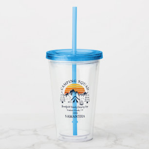 Vaso Acrílico Camping Squad Personalizado Familia Swag