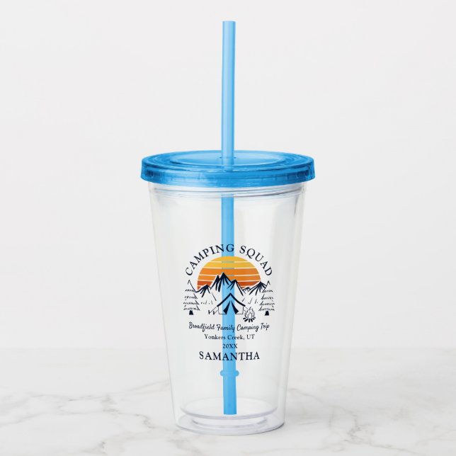 Vaso Acrílico Camping Squad Personalizado Familia Swag (Anverso)