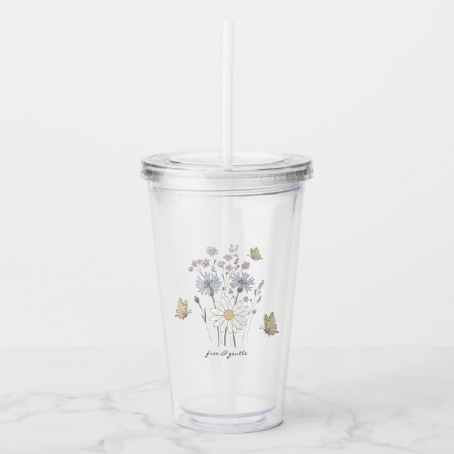 Vaso Acrílico Campo vibrante de flores silvestres  (Anverso)