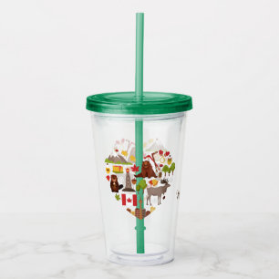 Vaso Acrílico Canadiense Amor nombre personalizado tumblers