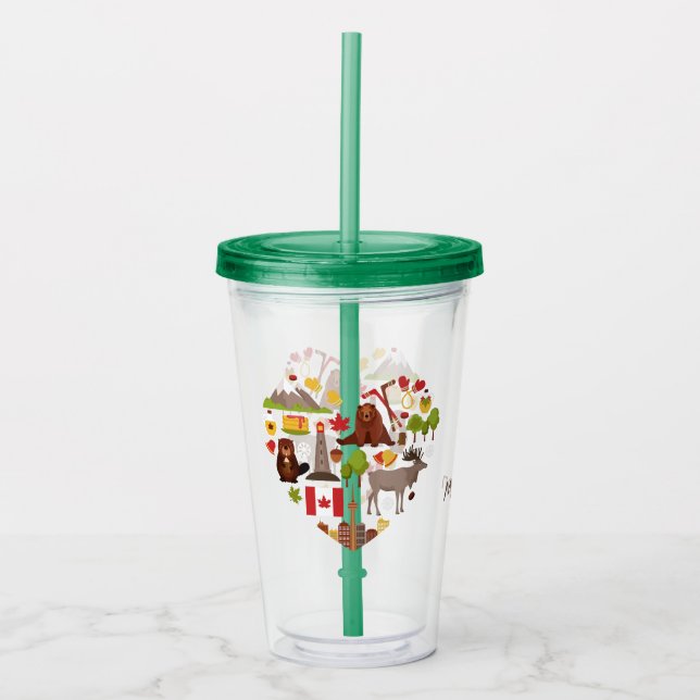 Vaso Acrílico Canadiense Amor nombre personalizado tumblers (Anverso)
