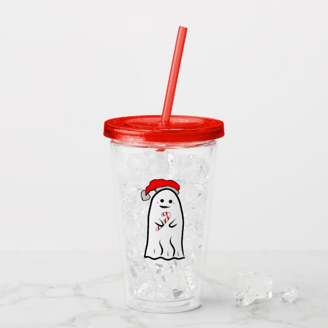 Vaso Acrílico Candy Cane Ghost (Reverso (hielo))
