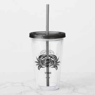 Vaso Acrílico Cangrejo tribal blanco y negro