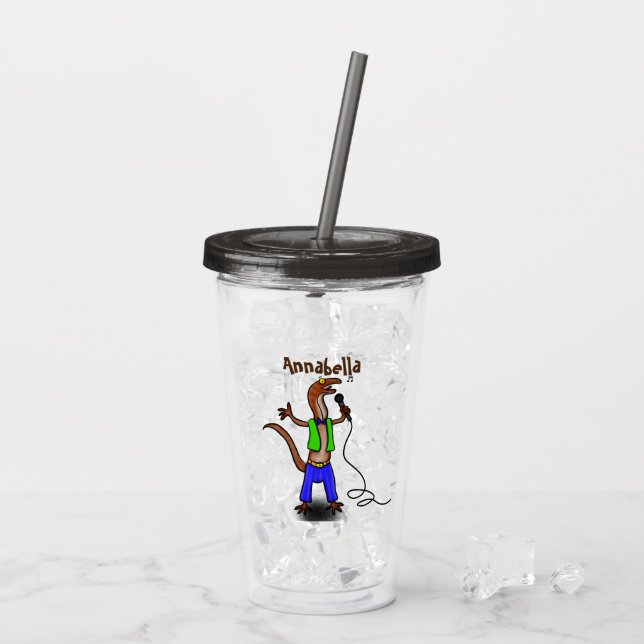Vaso Acrílico Canto gracioso de lagarto con personalizado de mic (Reverso (hielo))