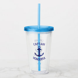 Vaso Acrílico Capitán de Ancla Azul Nauta Barco Maravilloso