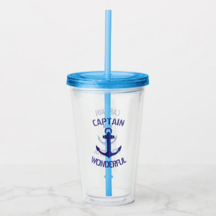Vaso Acrílico Capitán de Ancla Azul Nauta Barco Maravilloso
