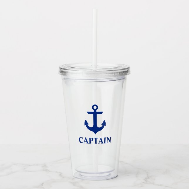 Vaso Acrílico Capitán de Ancla Náutica (Anverso)
