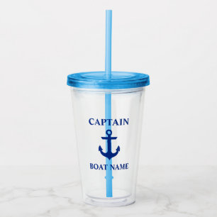 Vaso Acrílico Capitán del Ancla Náutico Nombre del barco Azul