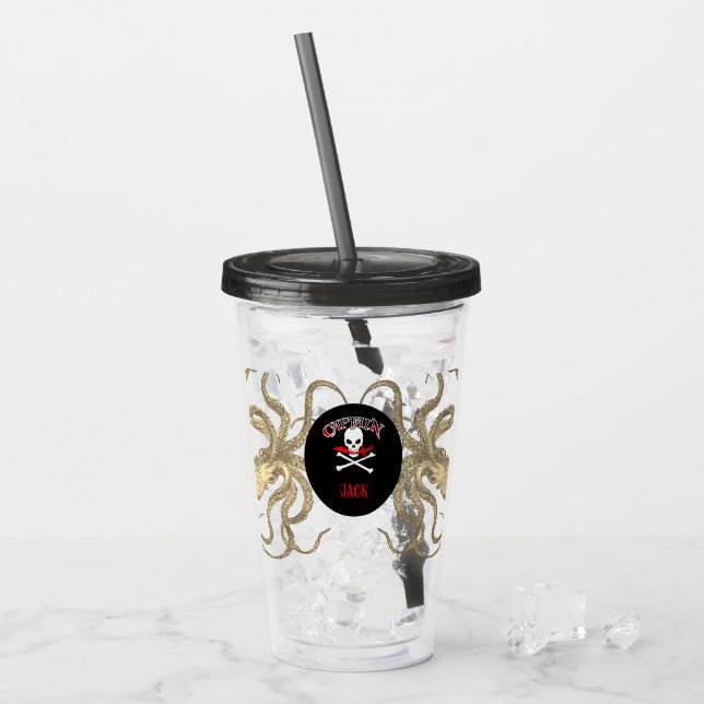 Vaso Acrílico Capitán Pirata Personalizado (Anverso (hielo))
