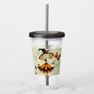 Vaso Acrílico capricho/bruja/calabaza/caída
