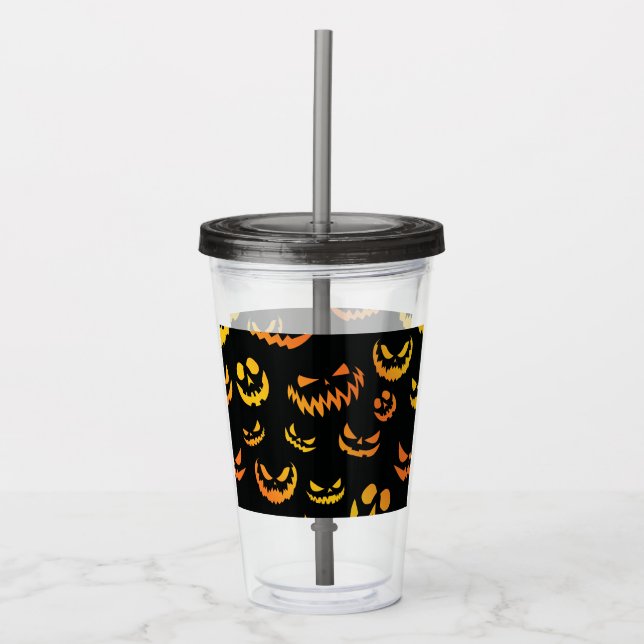 Vaso Acrílico Cara de calabaza de Jack O Lantern (Anverso)