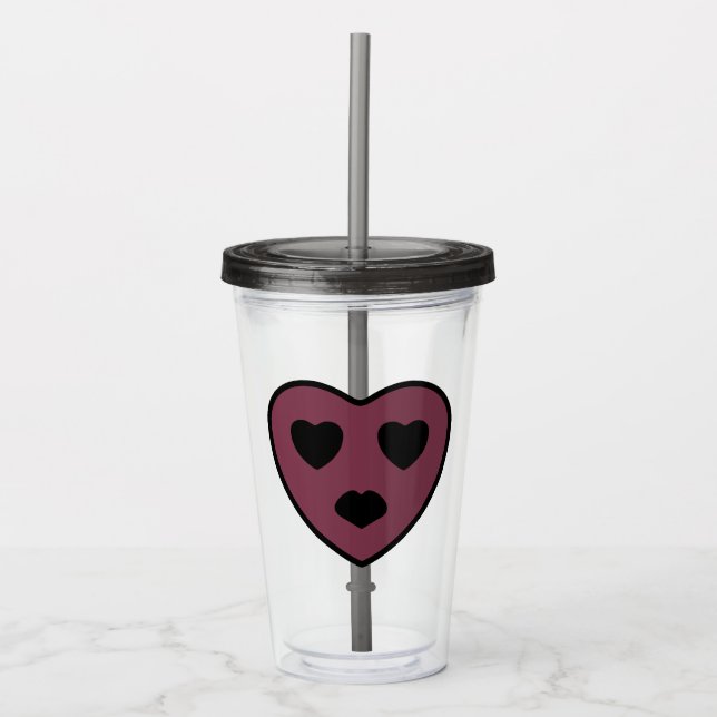 Vaso Acrílico Cara de Corazón Fruncida (Anverso)