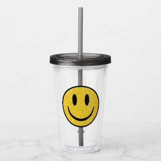 Vaso Acrílico Cara de sonrisa purpurina