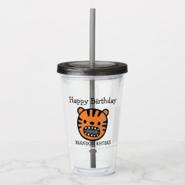 Vaso Acrílico Cara de tigre marrón lindo púrpura