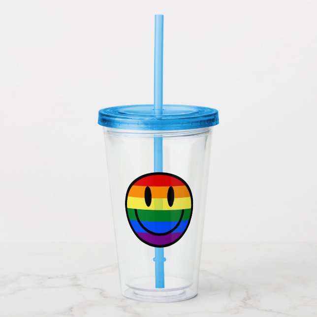 Vaso Acrílico Cara sonriente arco iris (Anverso)